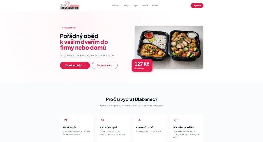 Náhled do systému pro rozvoz obědů - Jídelna Dlabanec