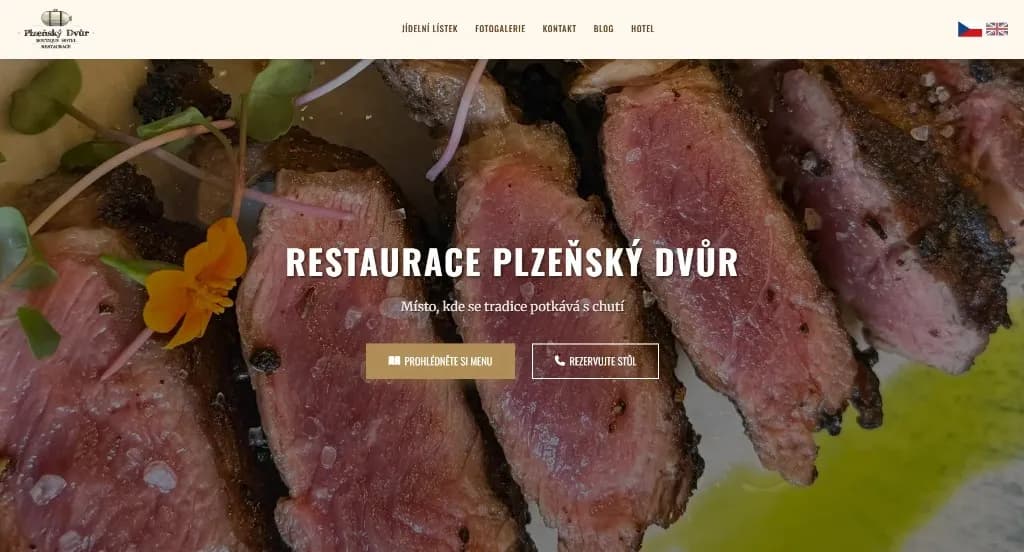 Náhled restaurační části webu